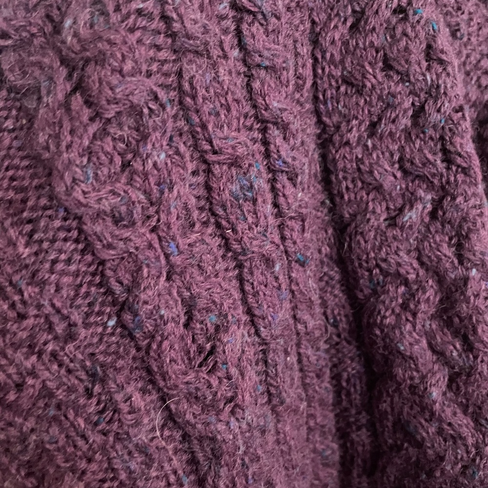 Elegant Cable Knit Women's Cardigan - Plum
